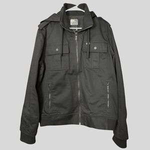 Lost Enterprises Black Sheep Brigade Men Hooded Military Bomber Jacket L Skater